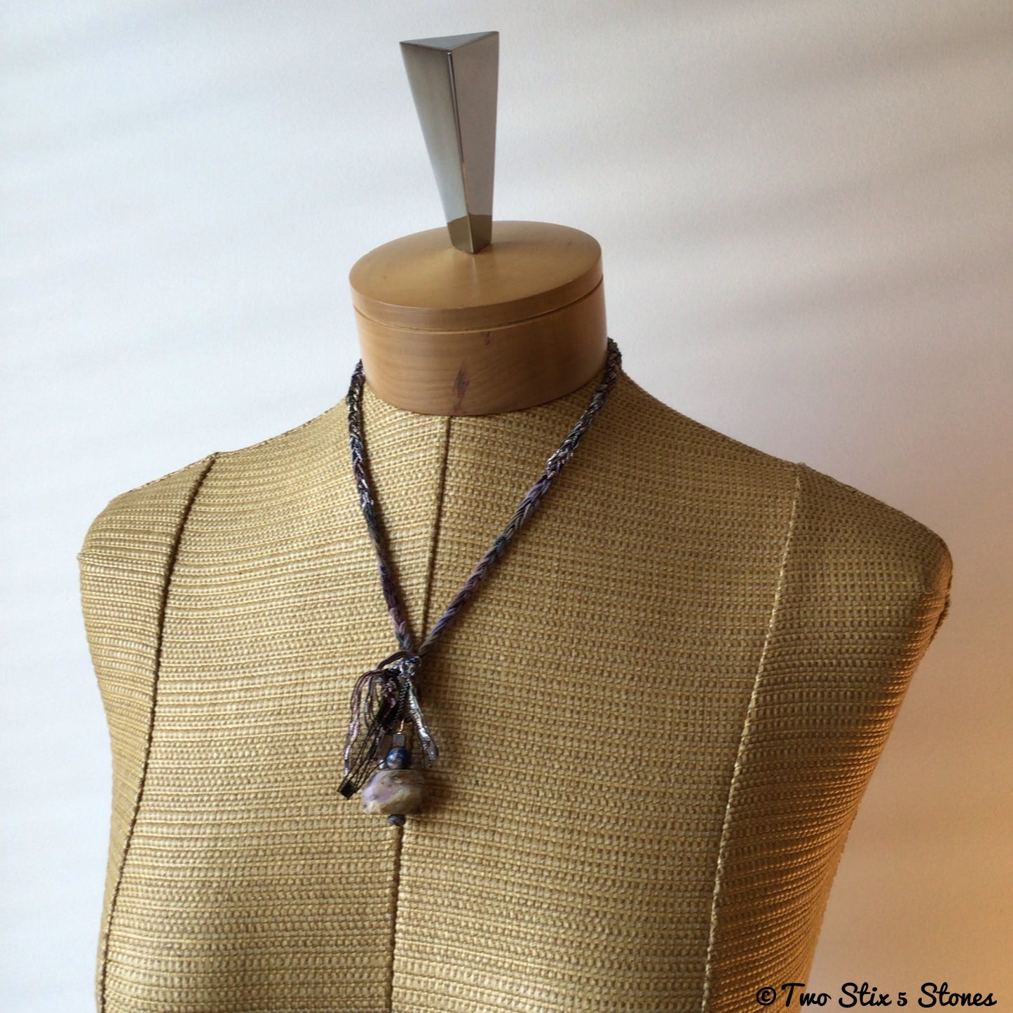 Fiber Necklaces w/Semi-Precious Stones