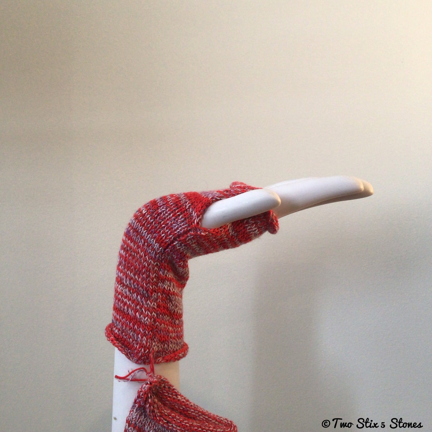 Red Tweed Fingerless Gloves