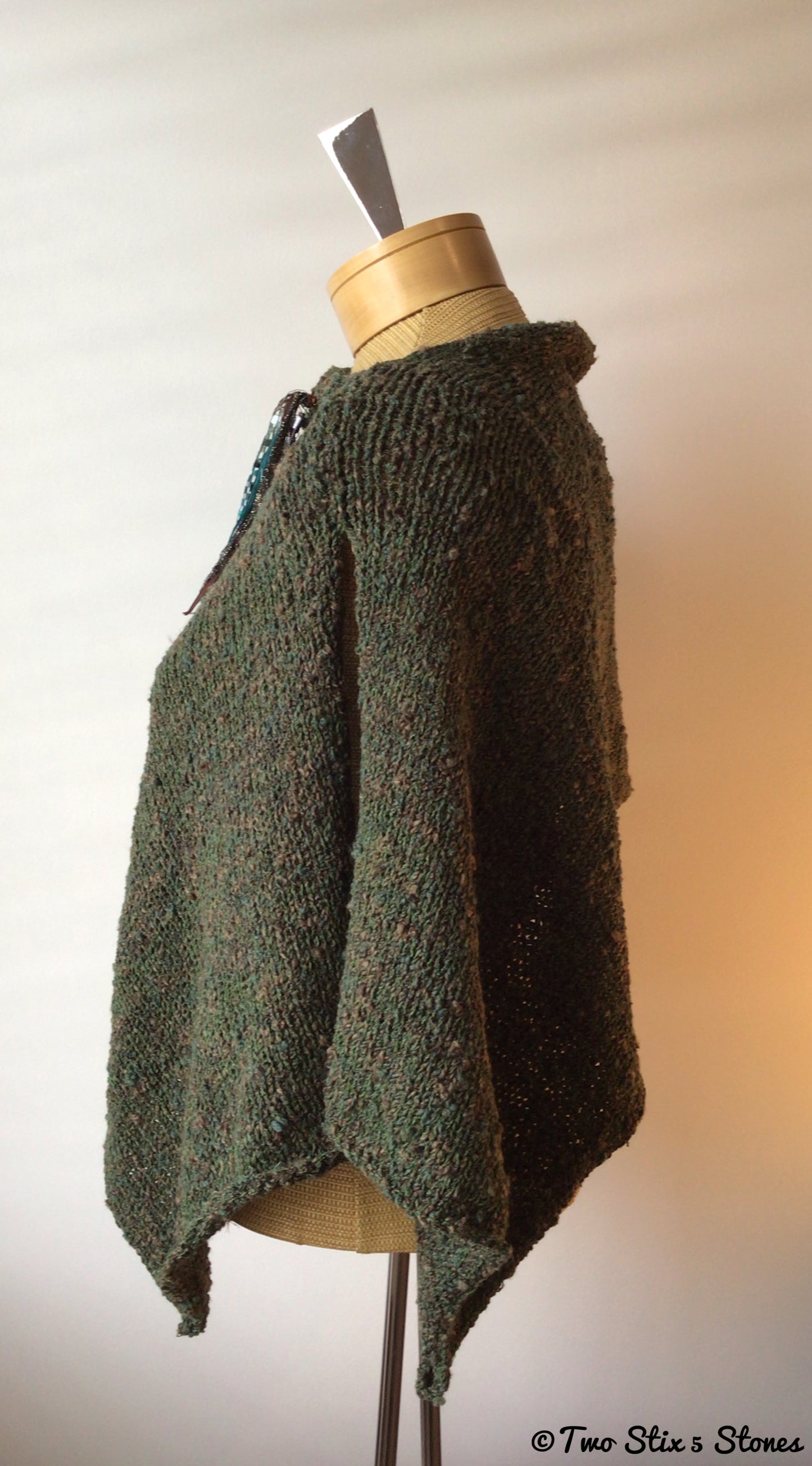 Hunter Green Merino Knit Shawl