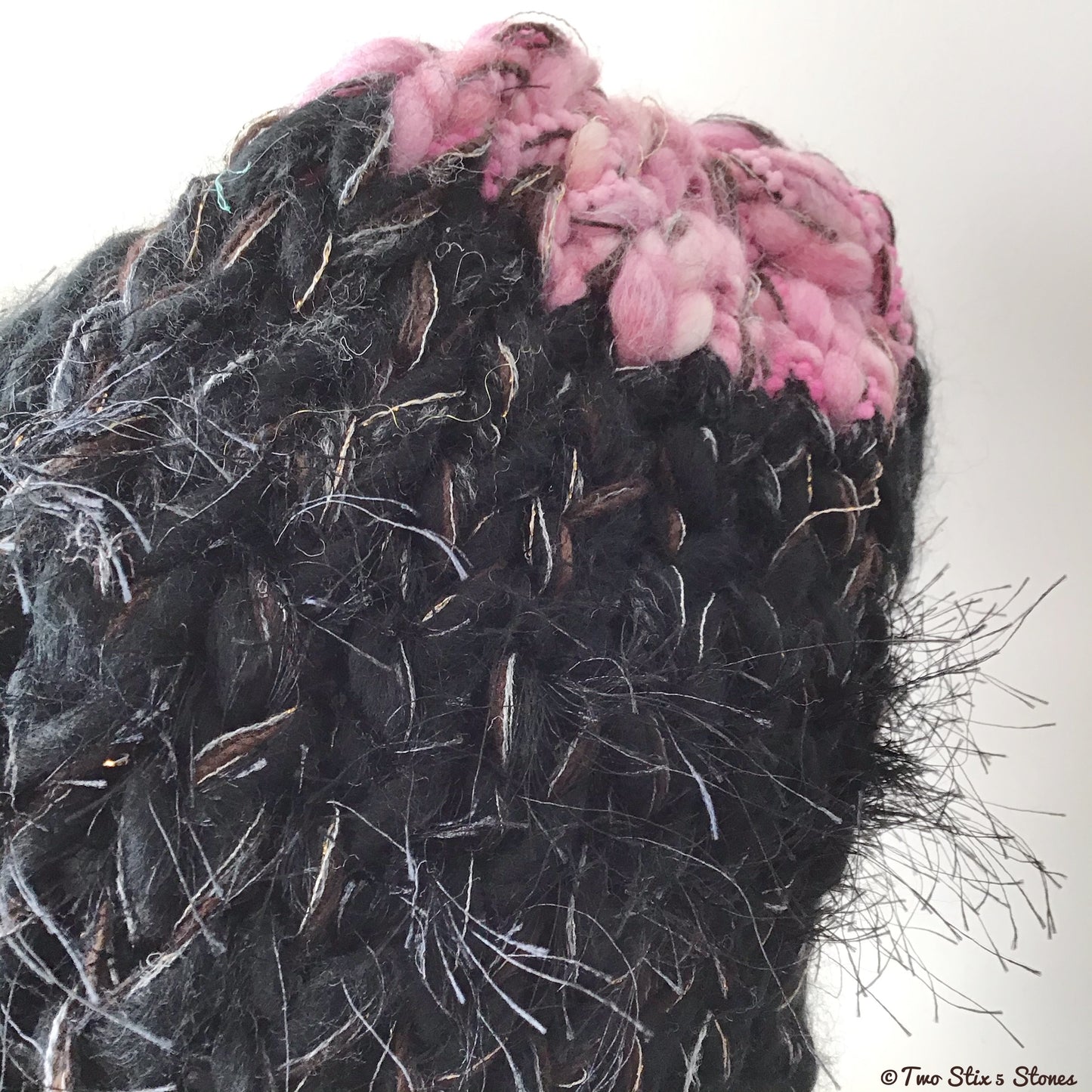 Luxe Black w/Pink Trim Slouchy Hat