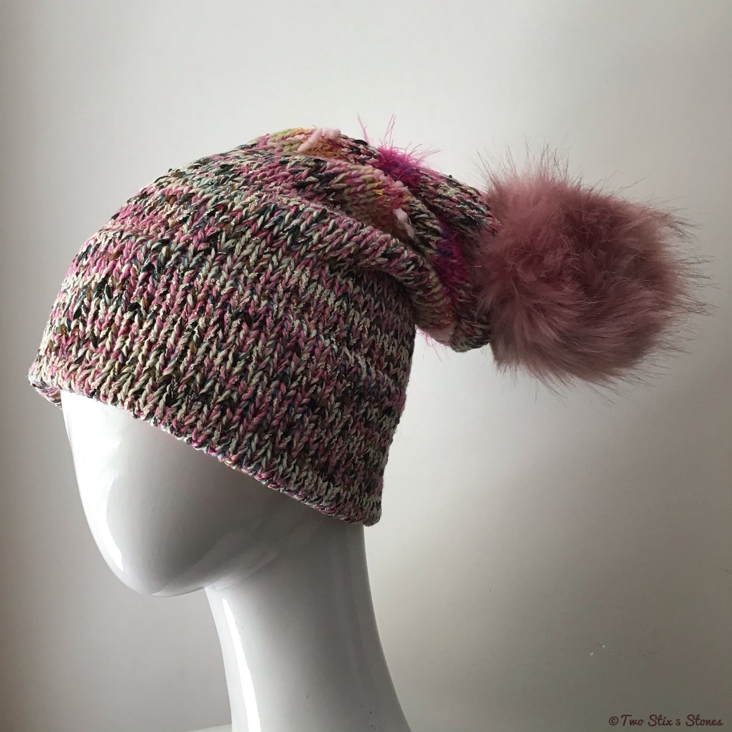 Luxe *Funky Tweeds* Faux Fur Beanie/Slouchy Beanie