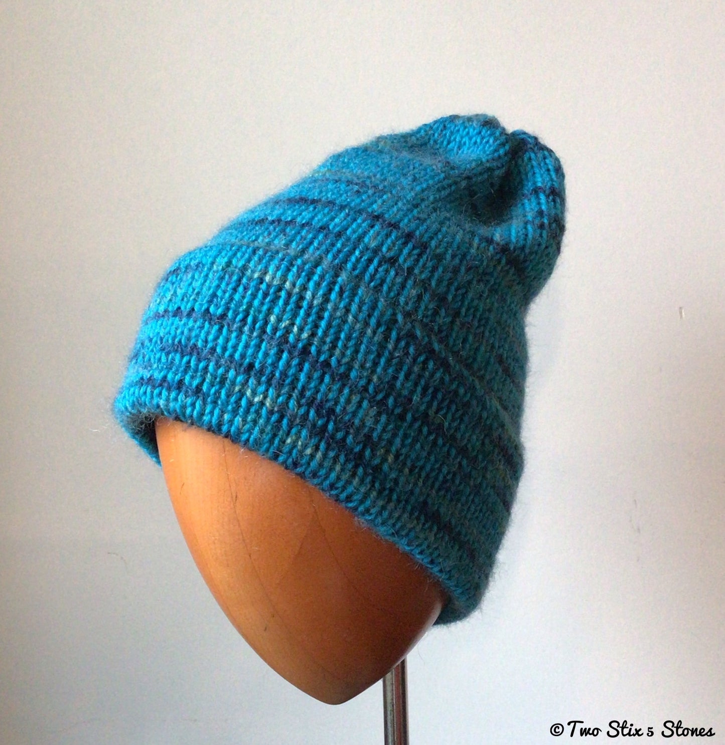 Turquoise Tweed Knit Beanie