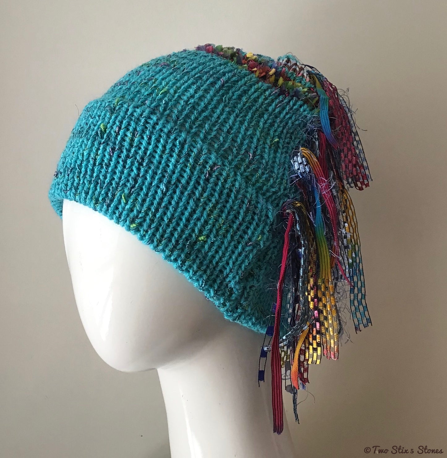 Turquoise Tweed *Funky Chic* Beanie w/Brim