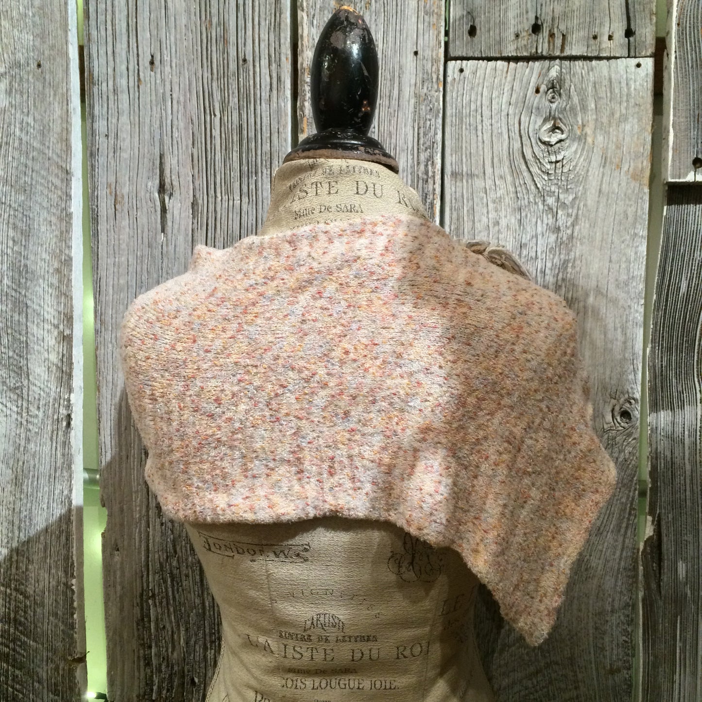Fine Knit Oatmeal Tweed Shawl w/Fringe