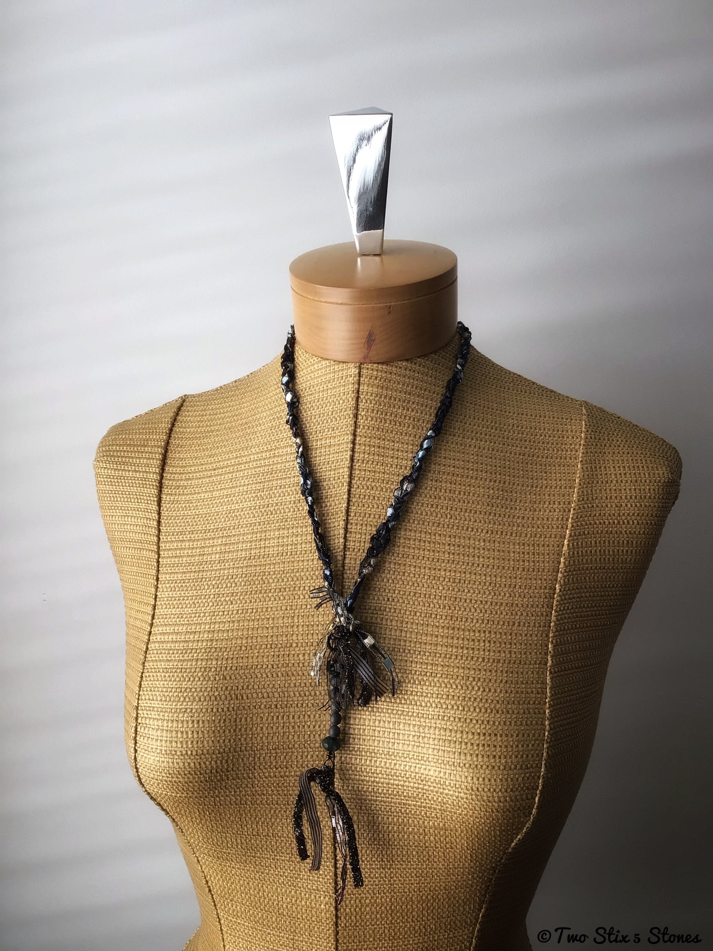 Fiber Necklace w/Semi-Precious Stones