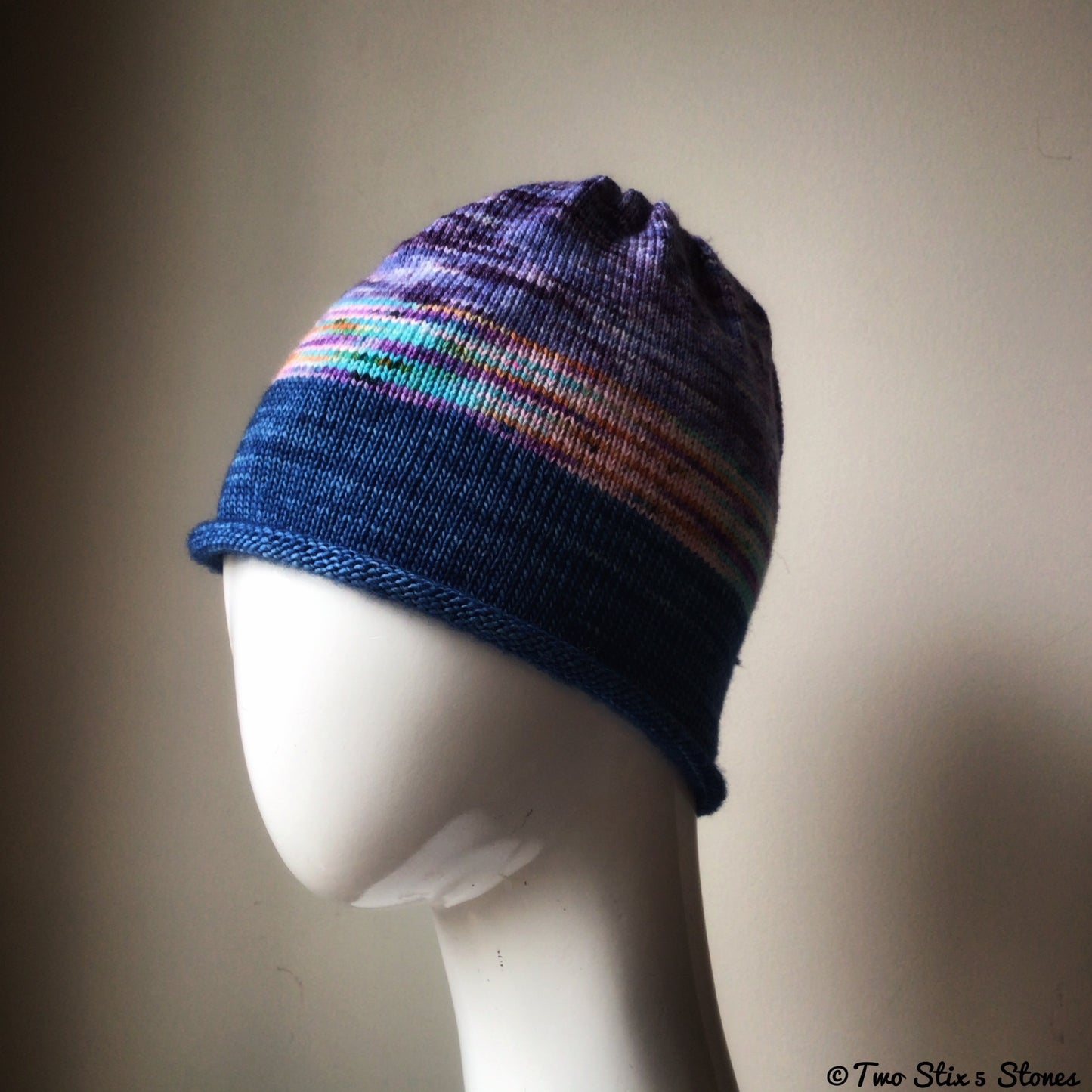 Purple & Blue Tweed Merino Beanie