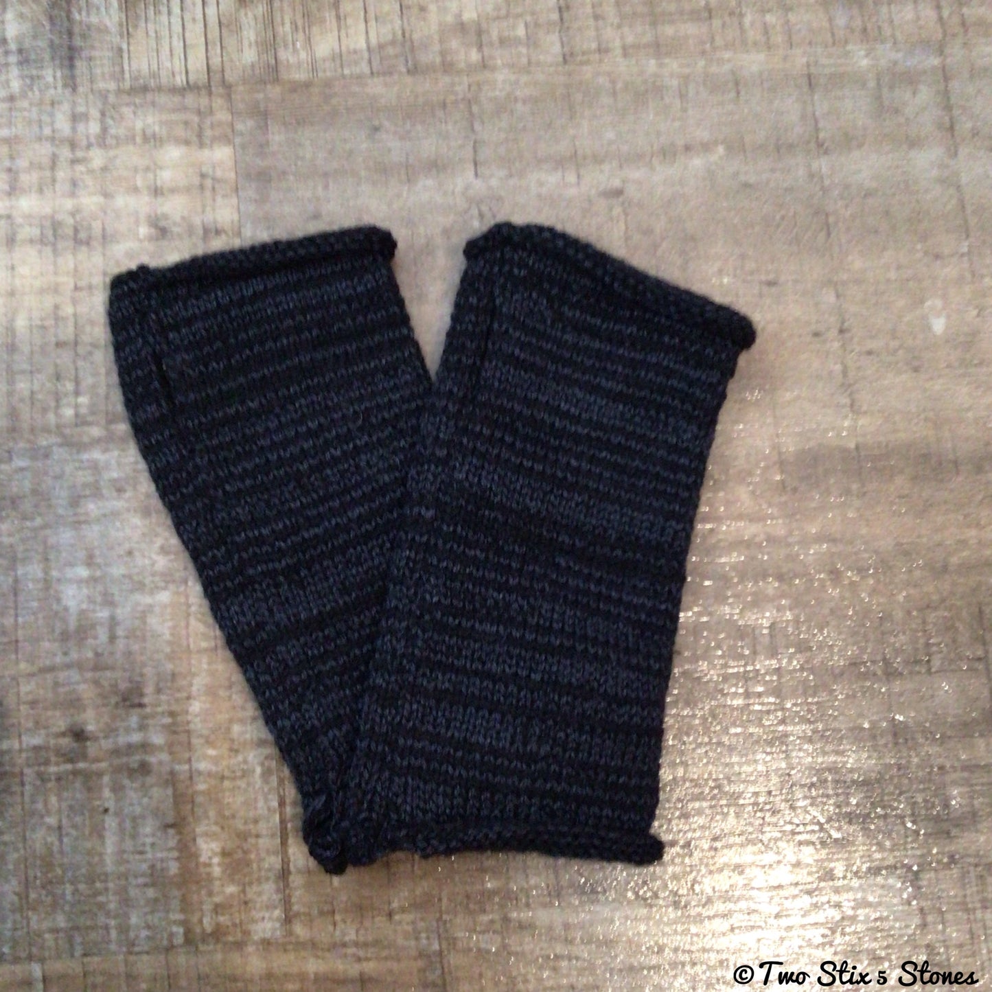 Black Tweed Knit Fingerless Gloves