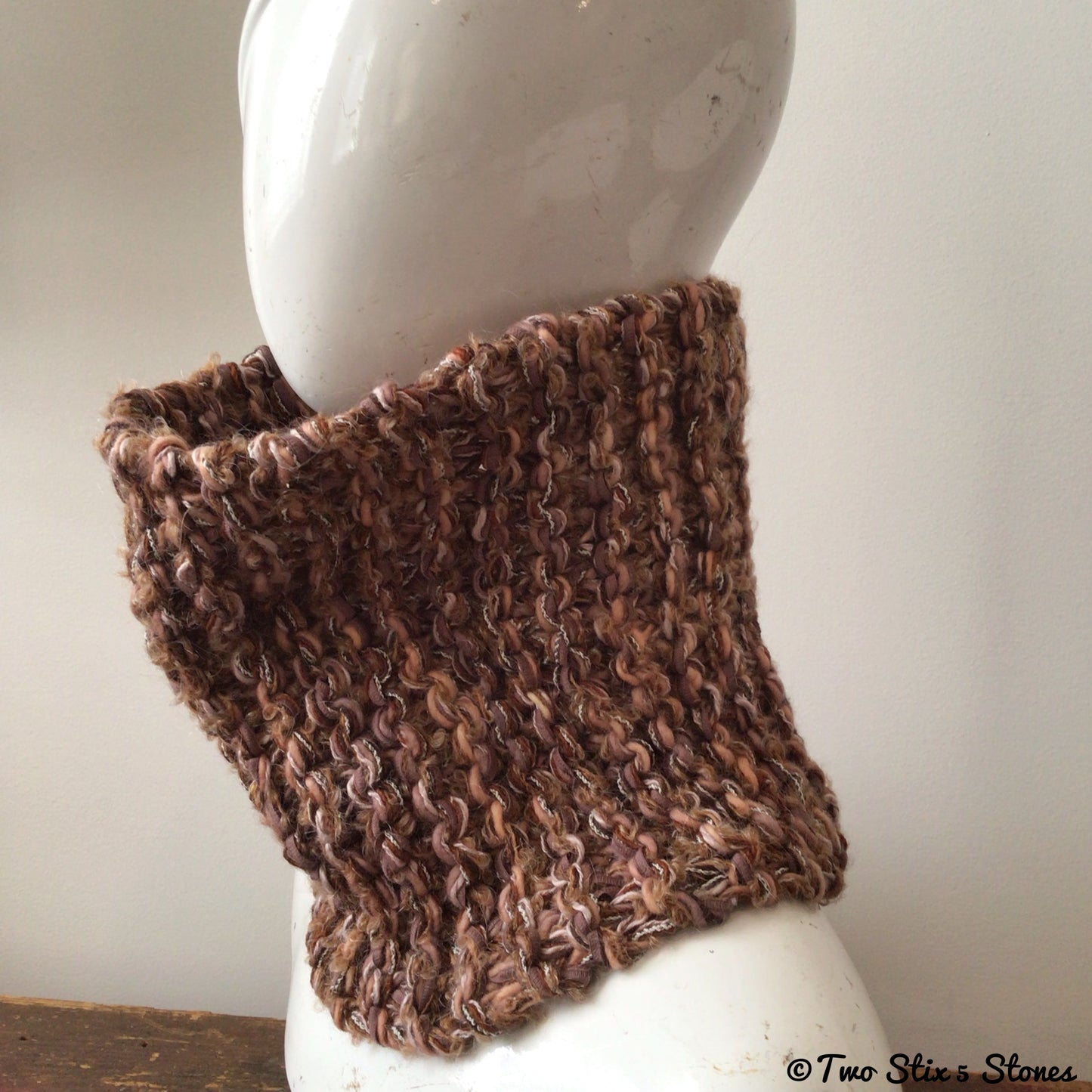 Brown Tweed Knit Cowl