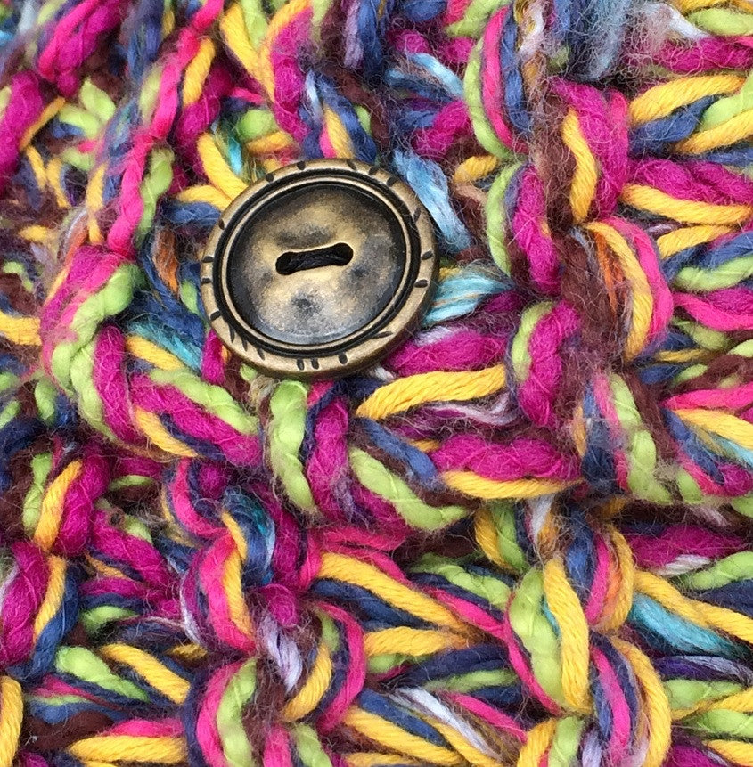 Colorful Tweed Shawlette w/Metal Button