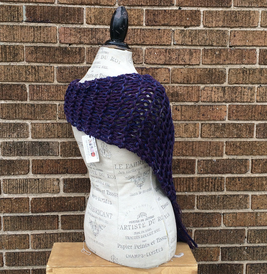 Purple Tweed Shawl w/Tassel