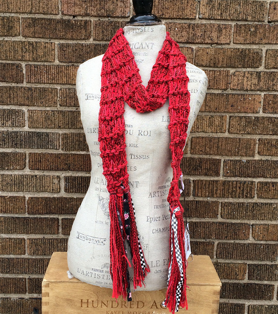 Red Scarf w/Funky Fringe