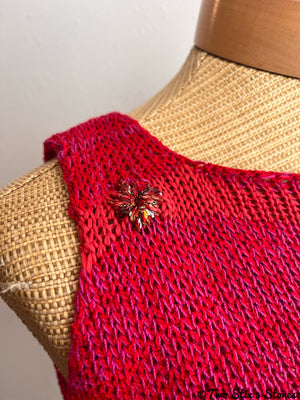 Red Tweed Crop Top