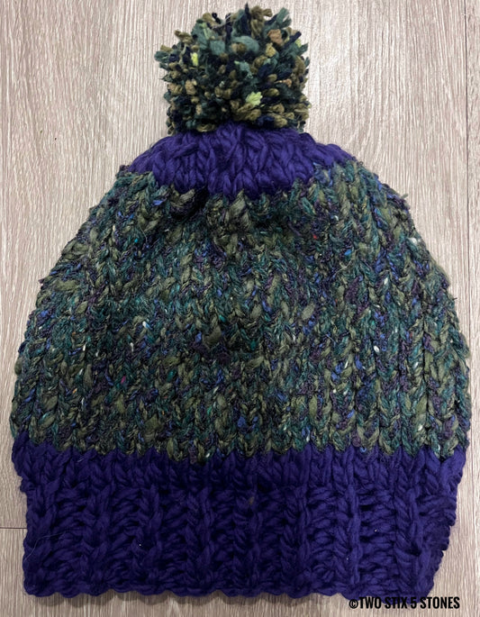 Luxe Handknit Beanie w/Funky Pom Pom