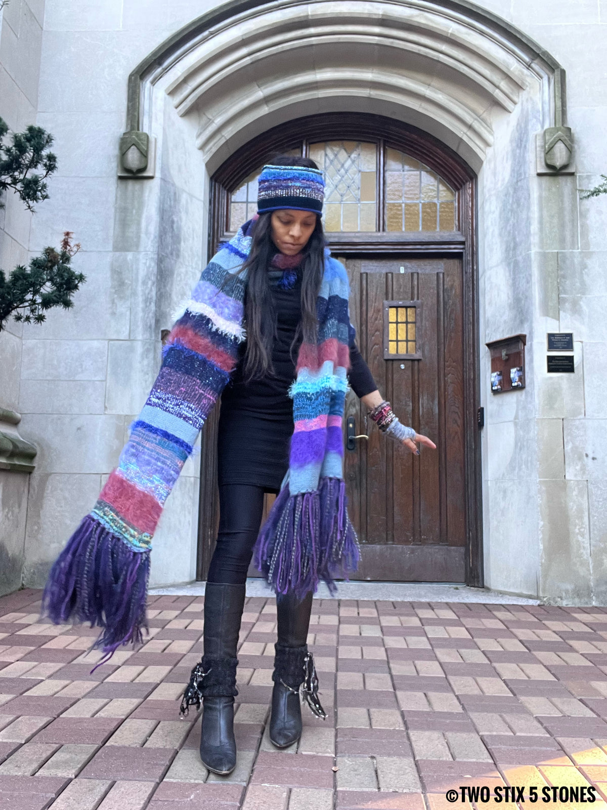 Reimagined Exquisite Flowing *Lenny* Colorful Scarf w/Fringe