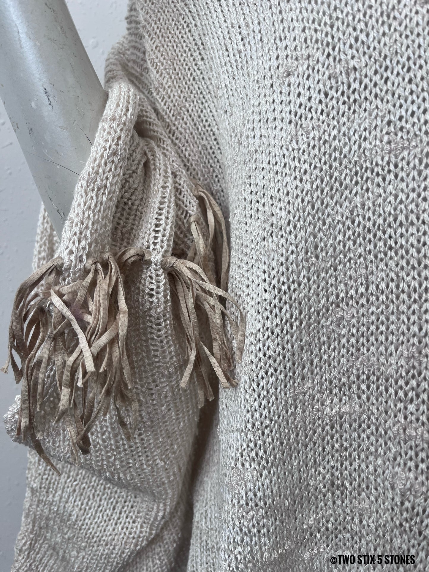 Poncho w/Sleeves & Fringe Accents