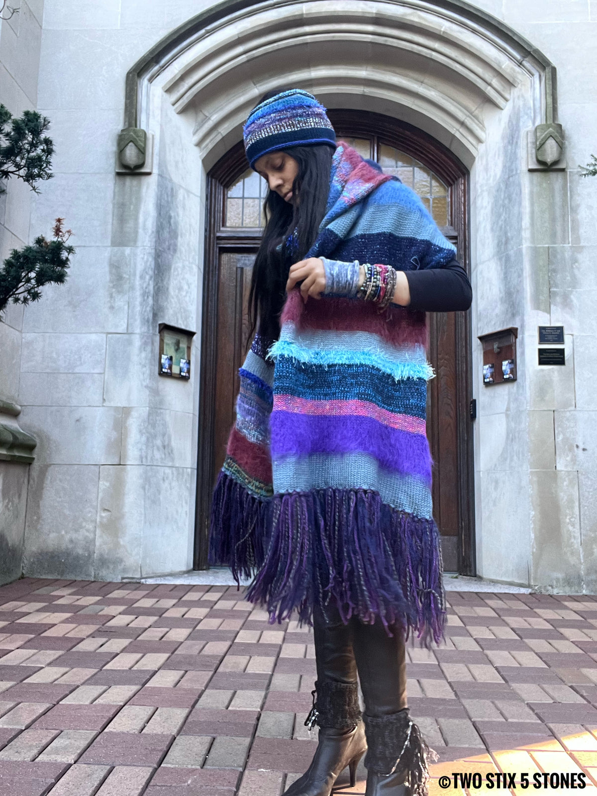 Reimagined Exquisite Flowing *Lenny* Colorful Scarf w/Fringe