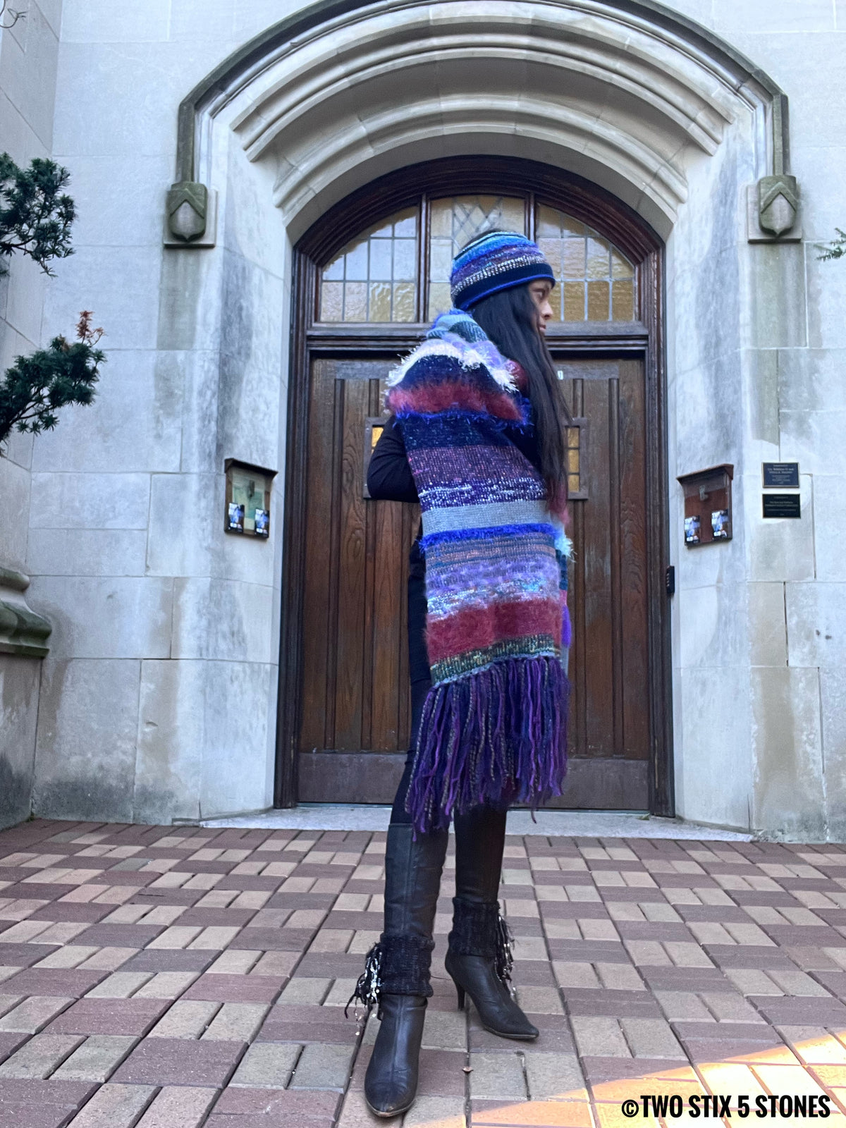 Reimagined Exquisite Flowing *Lenny* Colorful Scarf w/Fringe