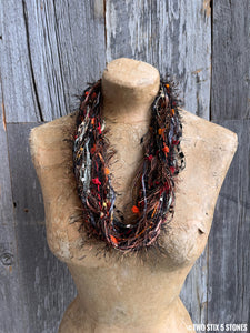 Brown Toned Fiber Necklace