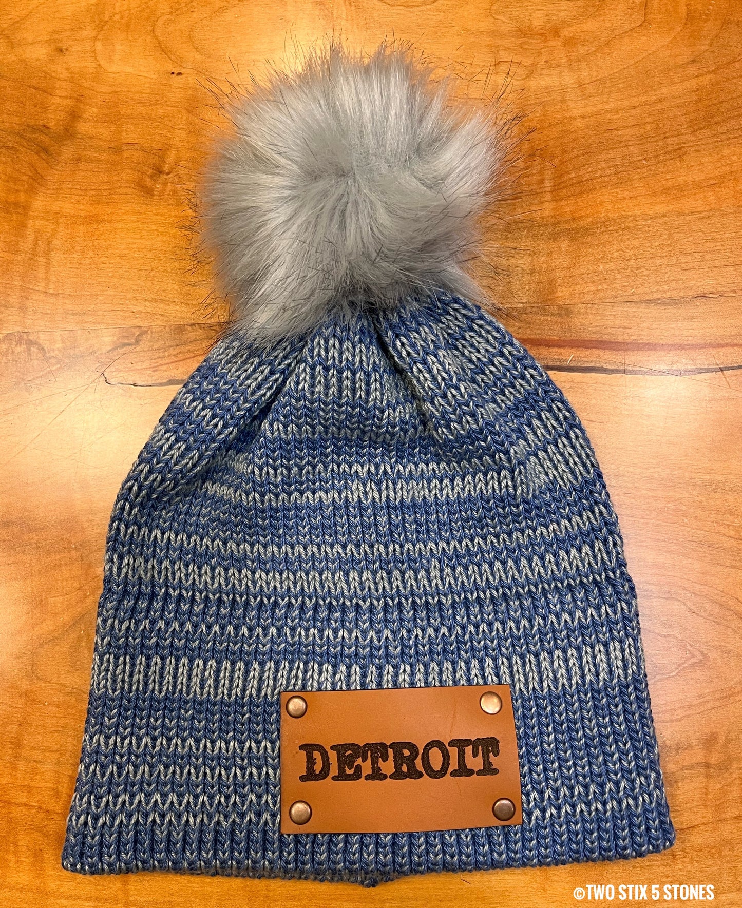 Detroit Beanie w/Faux Fur Pom Pom