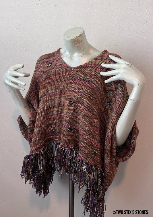 Poncho w/Sleeves & Fringe