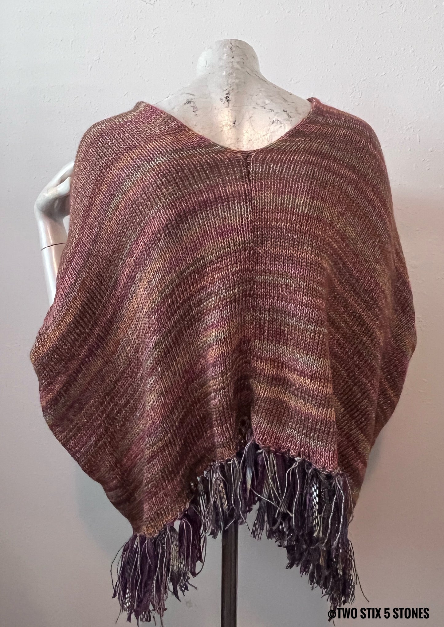 Poncho w/Sleeves & Fringe
