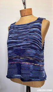 Blue Variegated Tweed Angora Blend Slipover