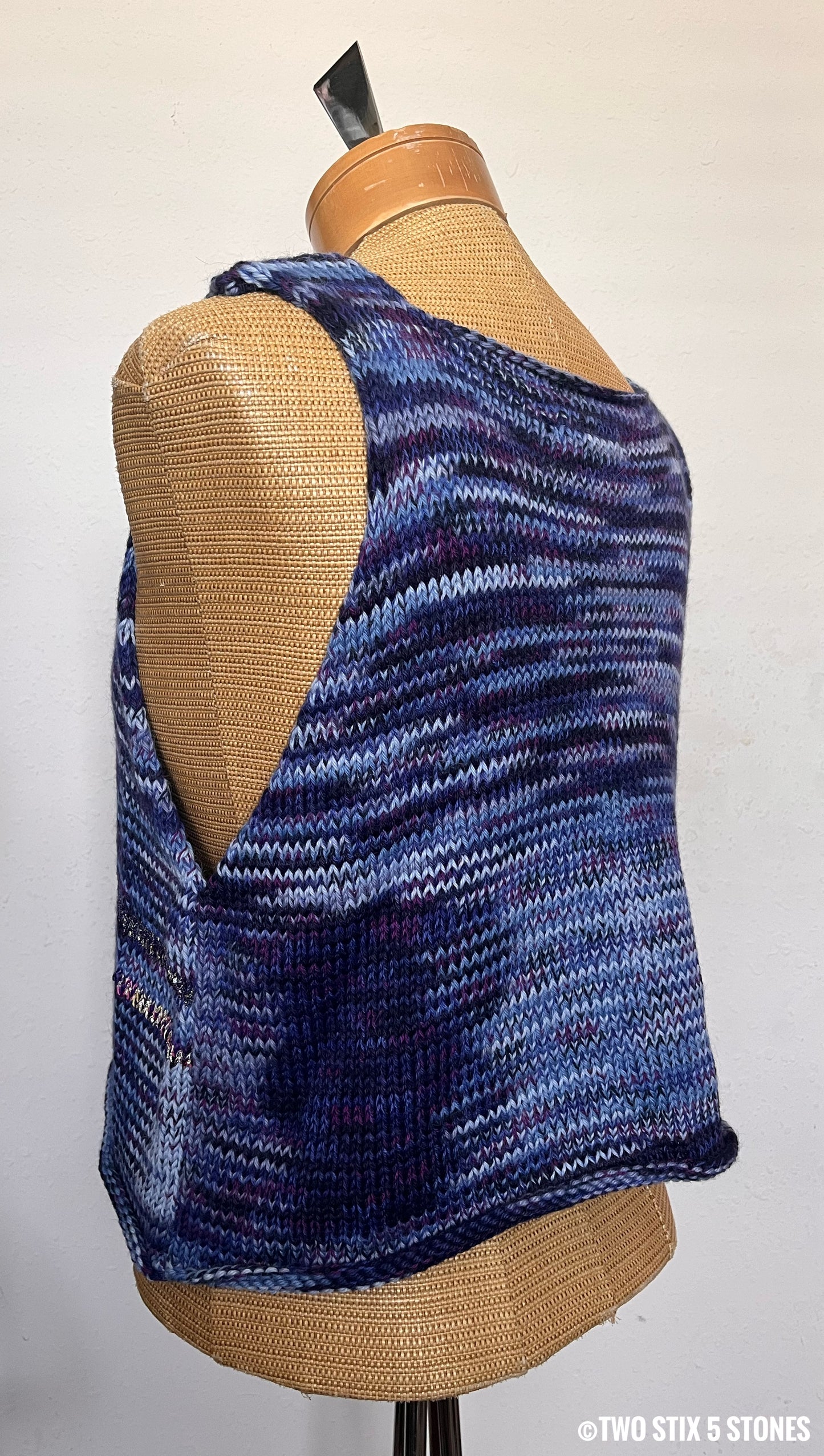 Blue Variegated Tweed Angora Blend Slipover