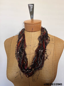 Brown Toned Fiber Necklace w/Band