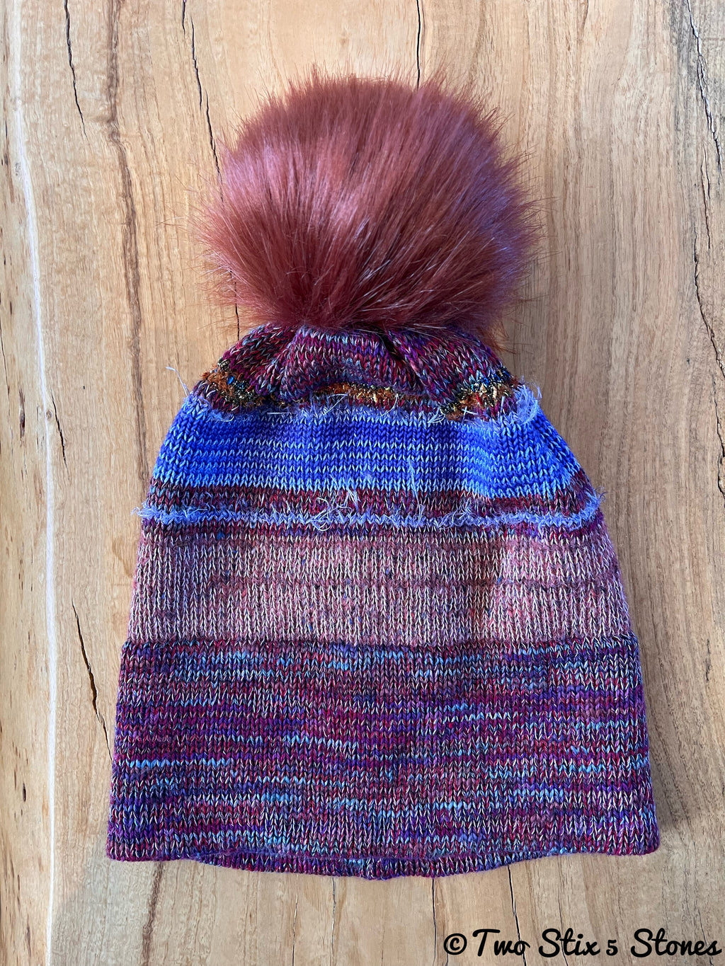 Luxe Funky Tweeds Faux Fur Beanie w/Faux Fur Pom Pom