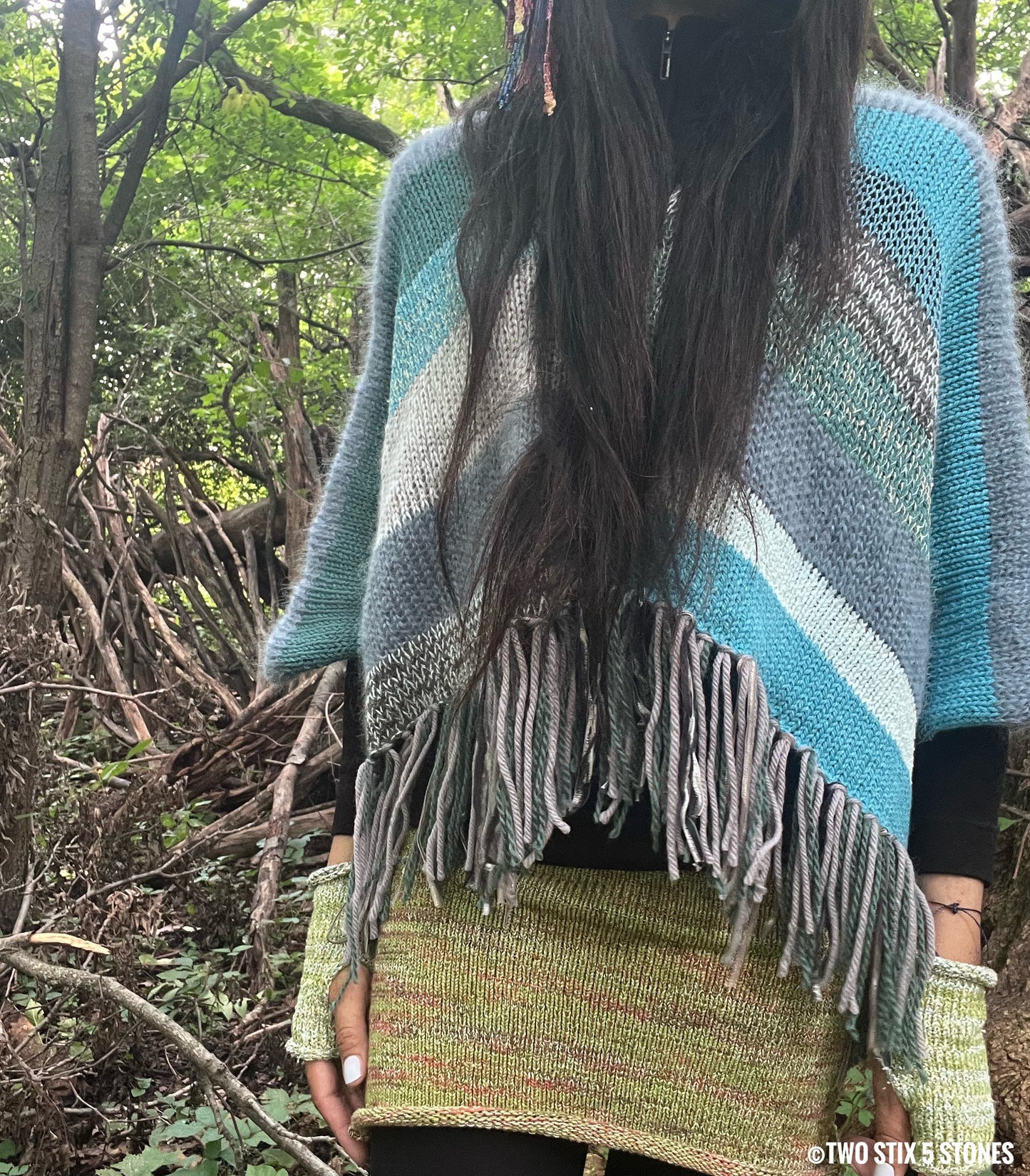 Poncho w/Sleeves & Fringe