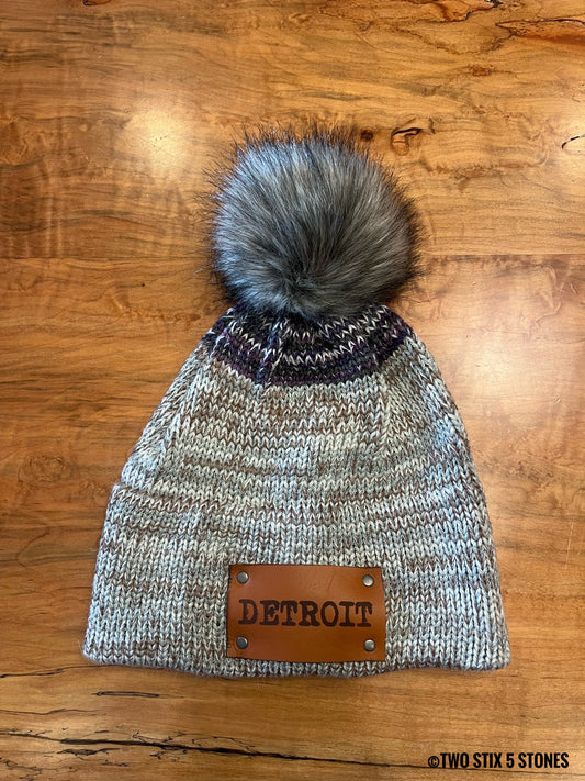 Detroit Beanie w/Faux Fur Pom Pom