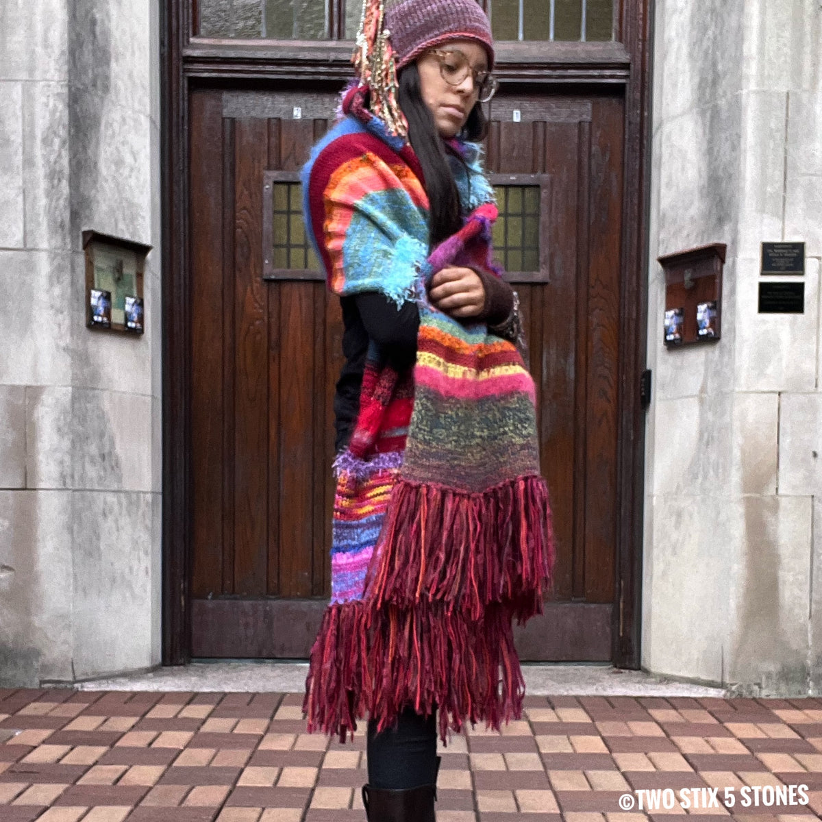 Exquisite Flowing Colorful Scarf with Fringe