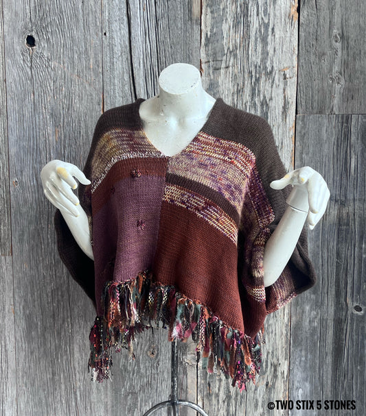 Crop Poncho w/Sleeves & Fringe