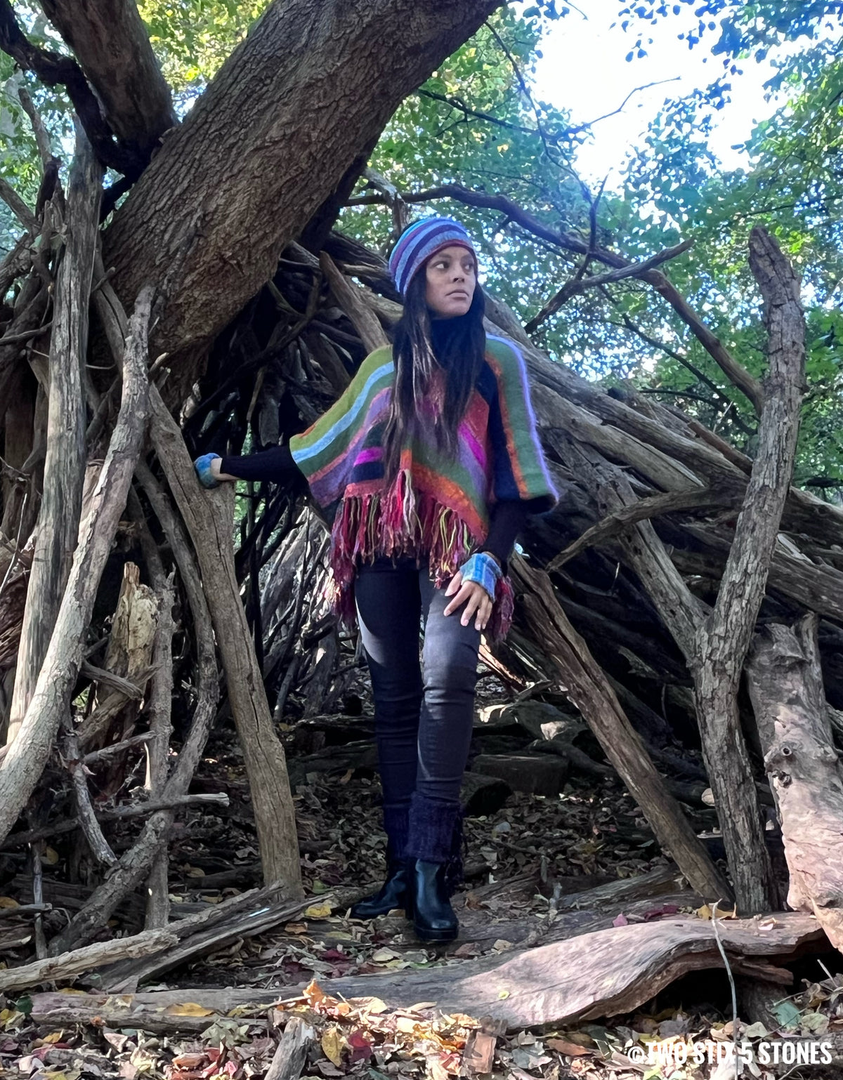 Luxe Poncho w/Sleeves & Fringe