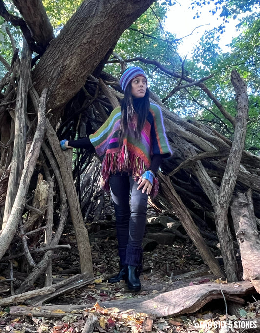 Luxe Poncho w/Sleeves & Fringe