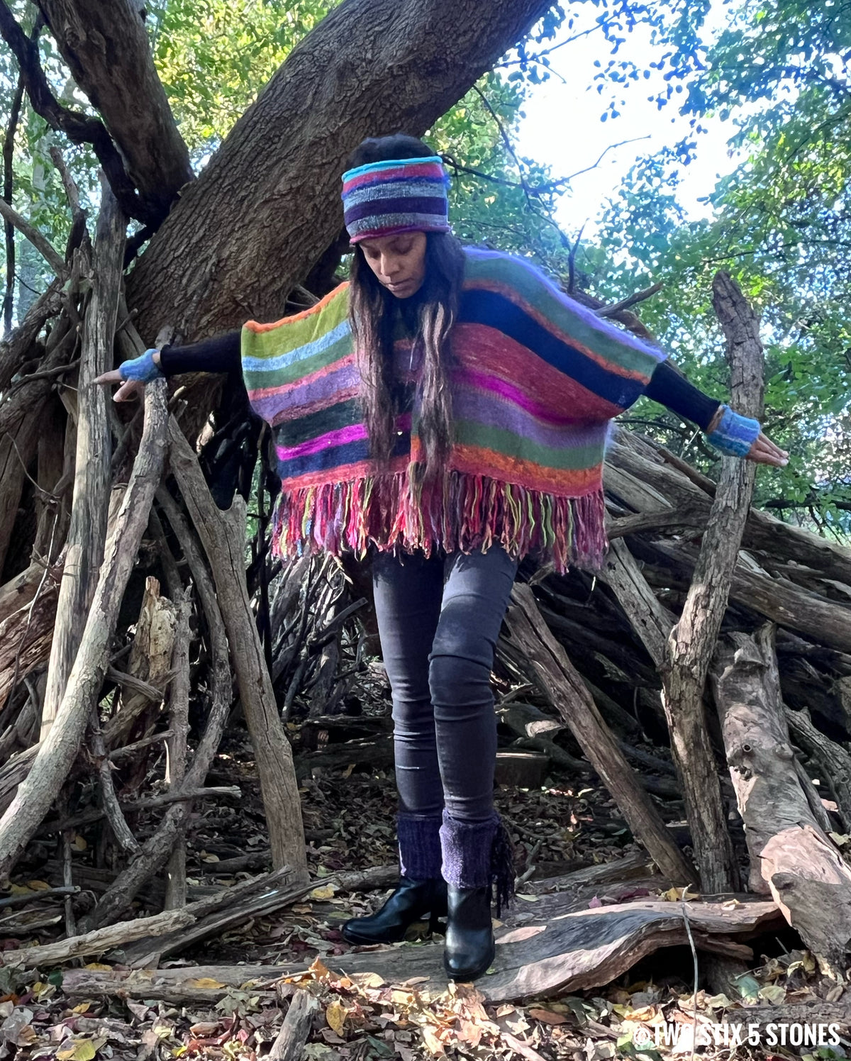 Luxe Poncho w/Sleeves & Fringe