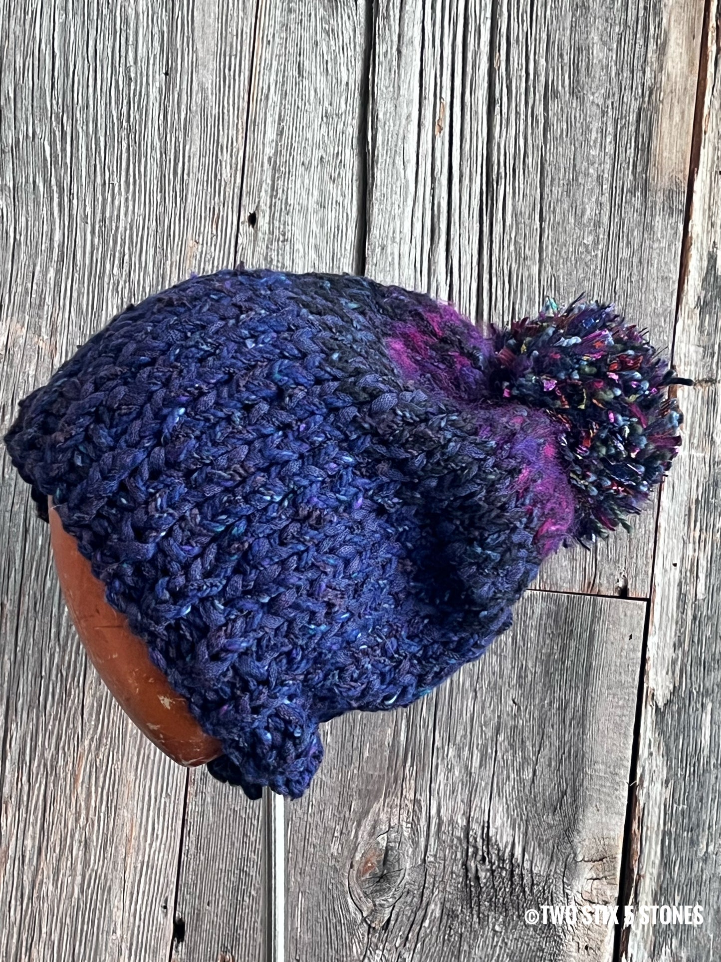 Luxe Handknit Beanie w/Funky Pom Pom