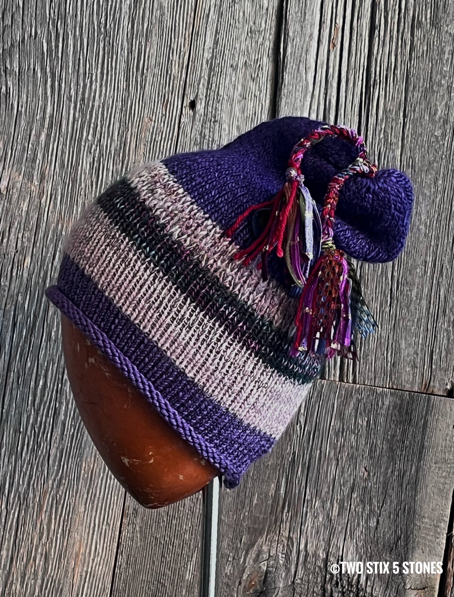 Knit Skull w/Funky Tassels (Small Adult)