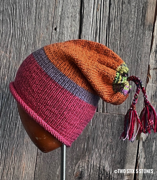 Knit Beanie w/Funky Tassels