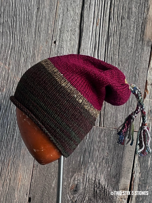 Knit Skull Beanie w/Funky Tassels