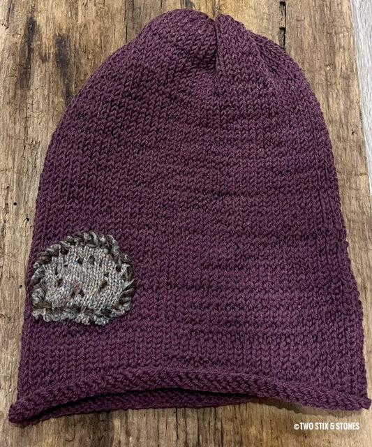 Knit Slouchy Beanie w/Appliqué