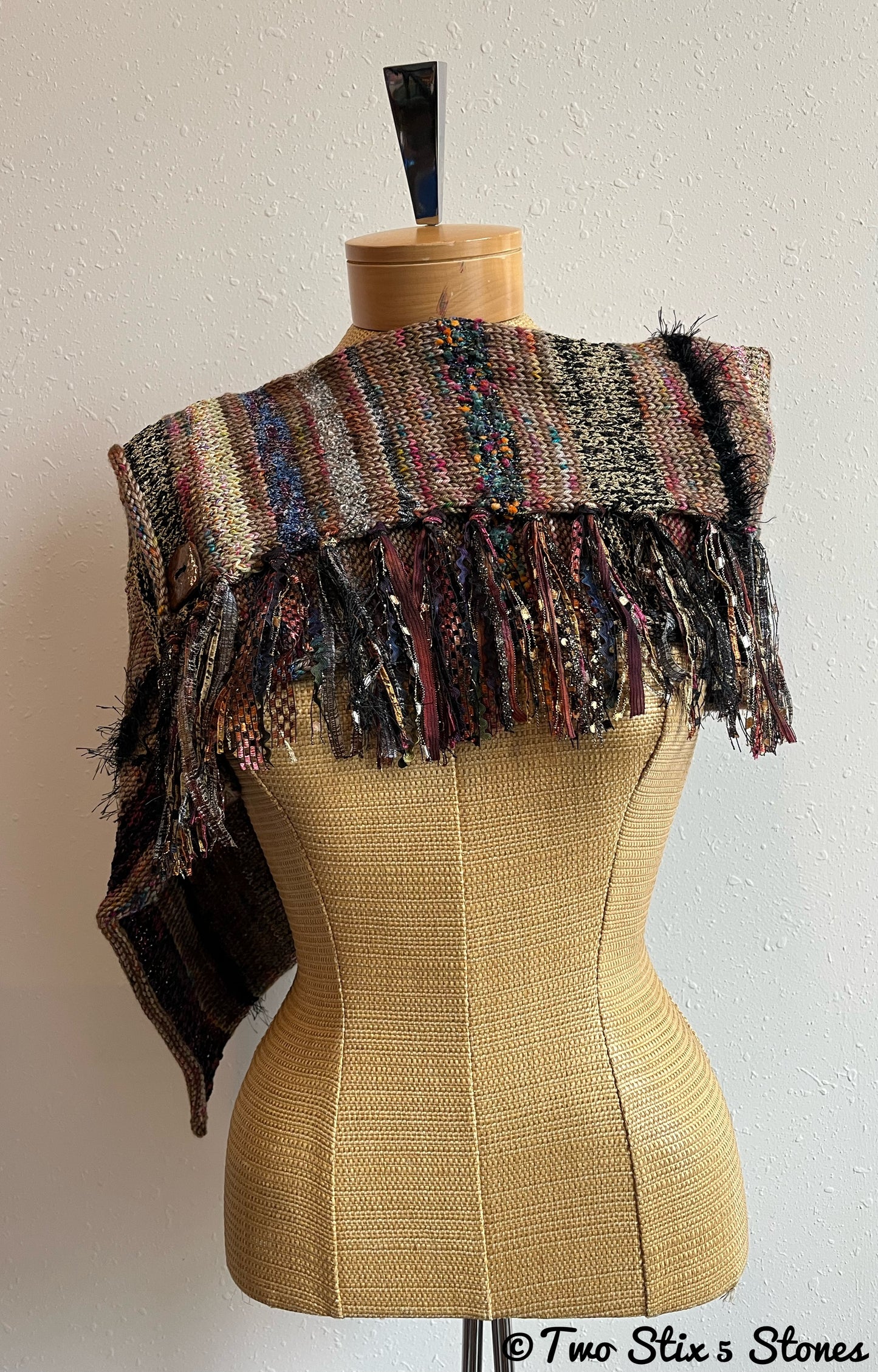 Luxe Exotic Brown Tweed Shawl w/Fringe