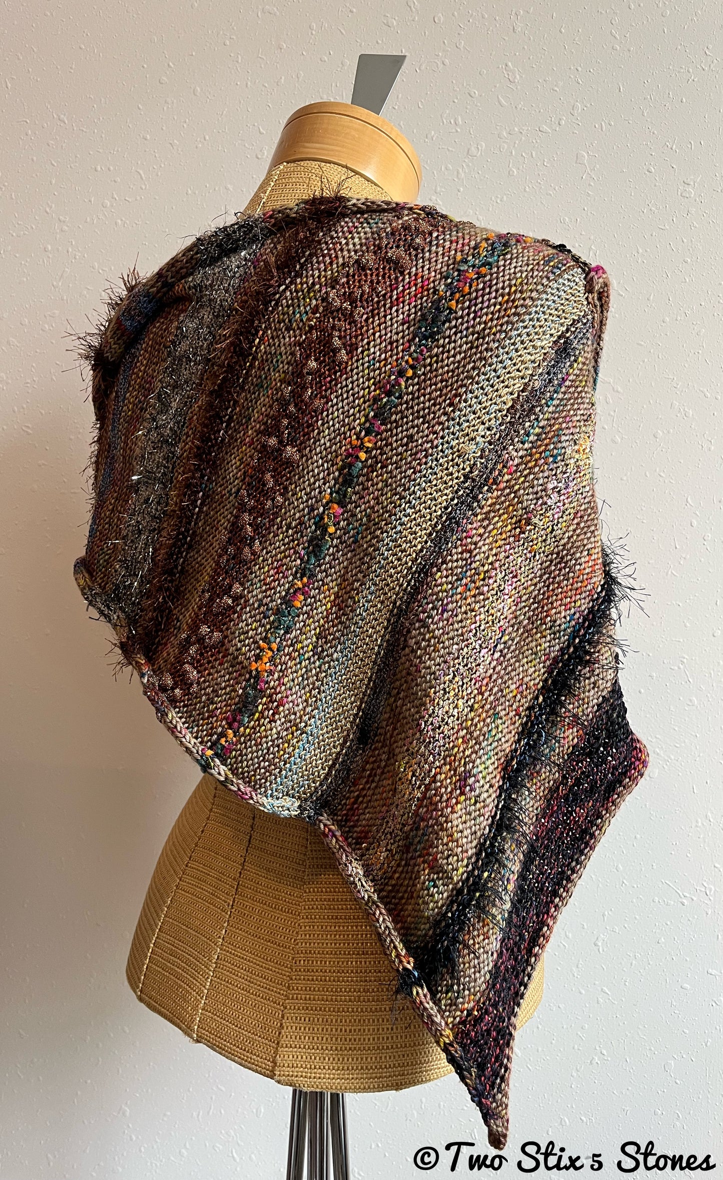 Luxe Exotic Brown Tweed Shawl w/Fringe
