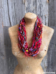 Red Toned Fiber Necklace