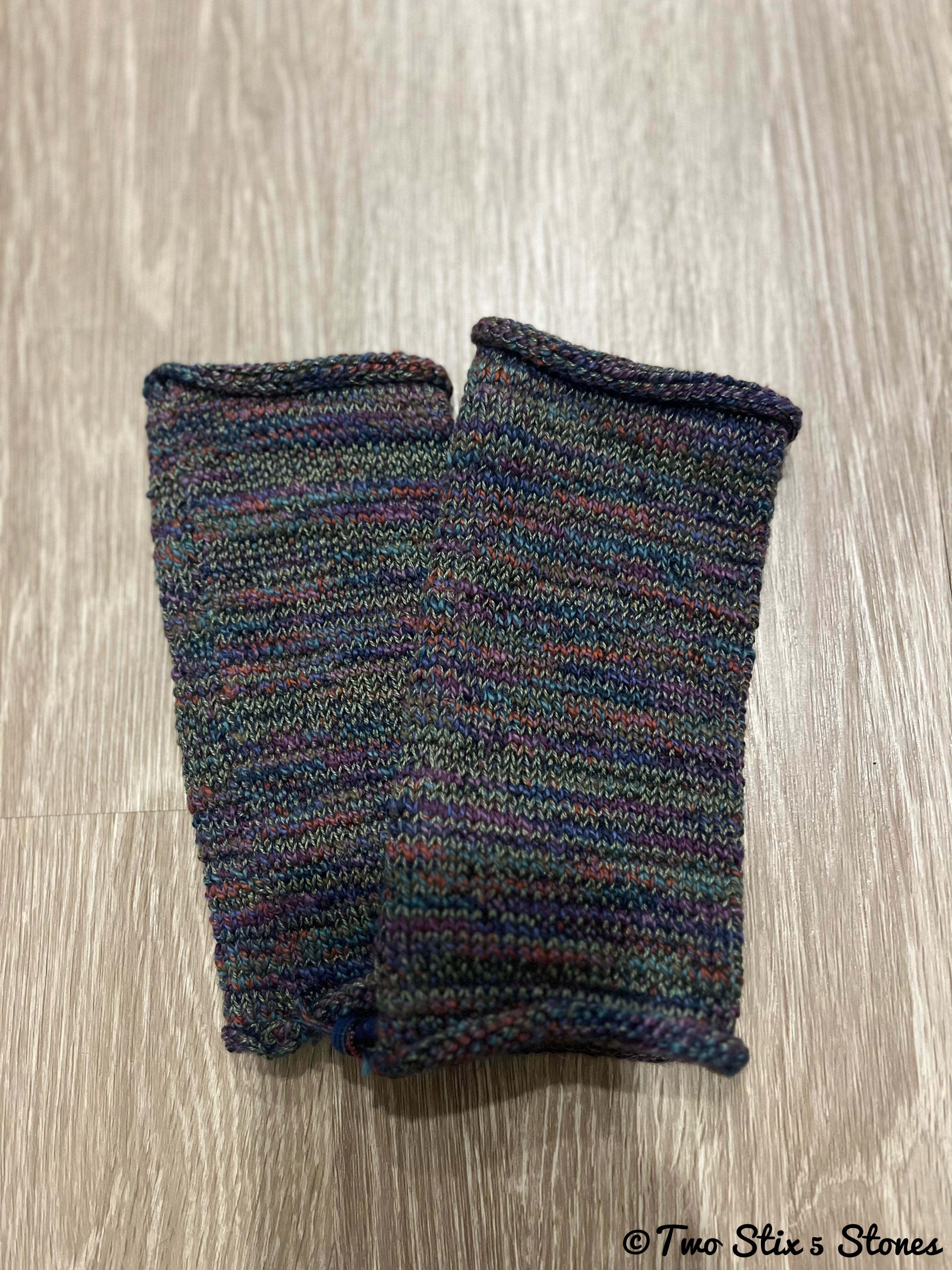 Purple Tweed Fingerless Gloves