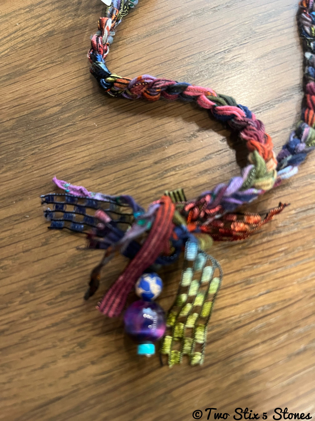 Fiber Necklace w/Stones