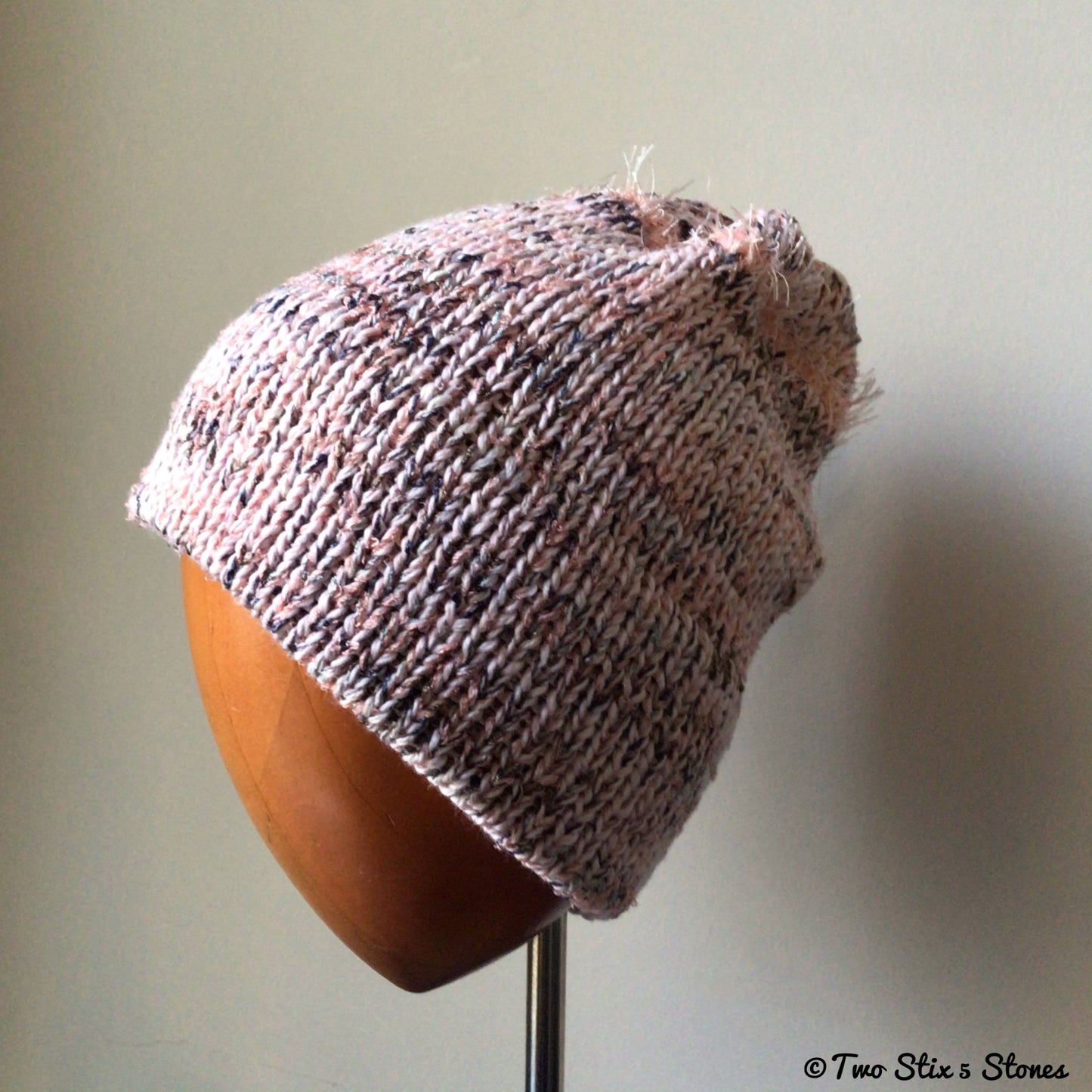 Pink Tweed Knit Beanie
