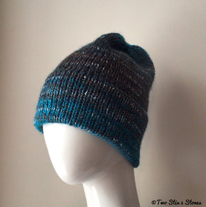 Turquoise & Olive Tweed Beanie