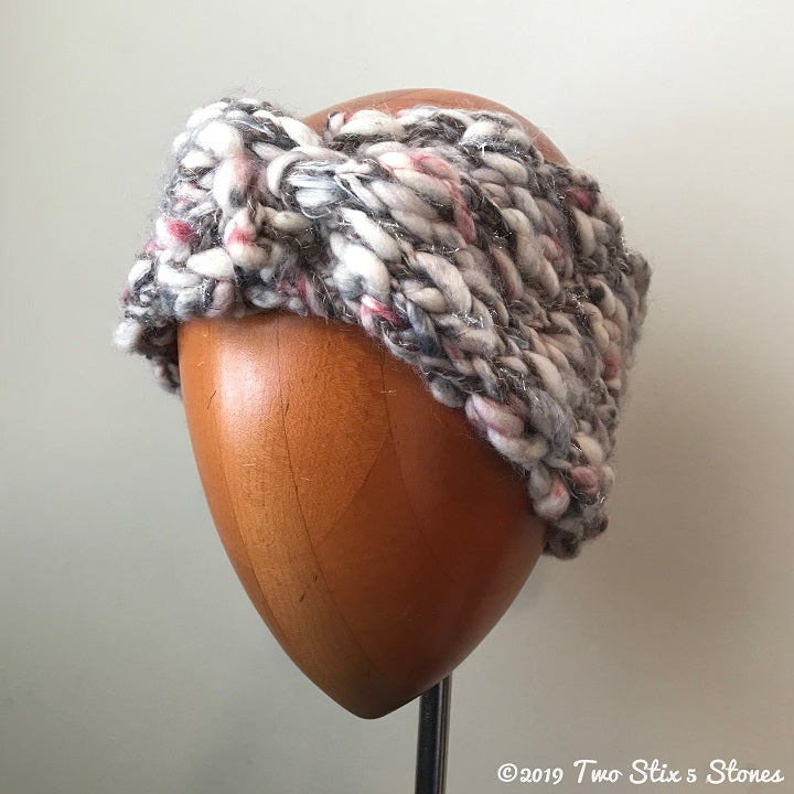 Creamy Pink Tweed w/Metallic Accents Turban Headband