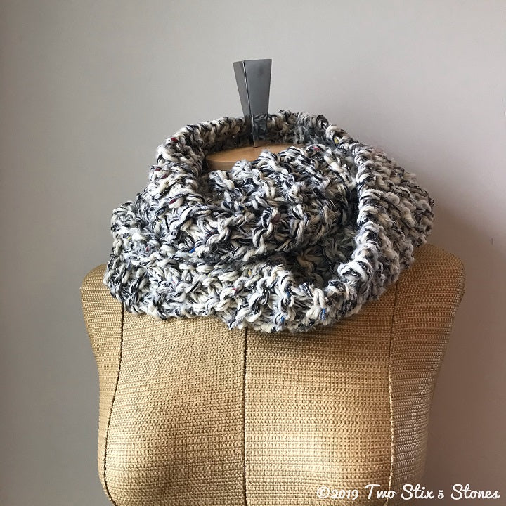 Cream/Grey/Black Tweed Luxe Infinity Scarf